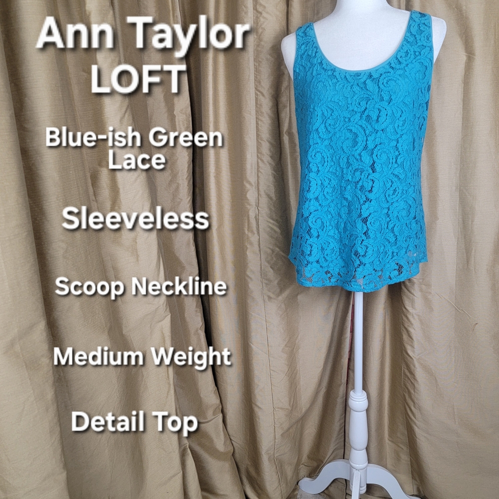 LOFT Blue Lace Sleeveless Top